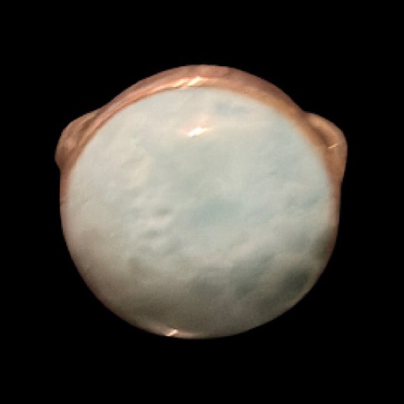 Natural Larimar Stone/ Crystal in Sliver Silver Ring Setting Size 6 - Picture 5 of 12